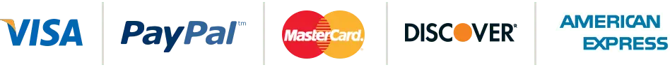 Accepted Payment Methods: Visa, PayPal, MasterCard, Discover, American Express